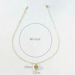 18K Gold Plated Zircon & Emerald Inlay Cheetah/Leopard Head Pendant Necklace